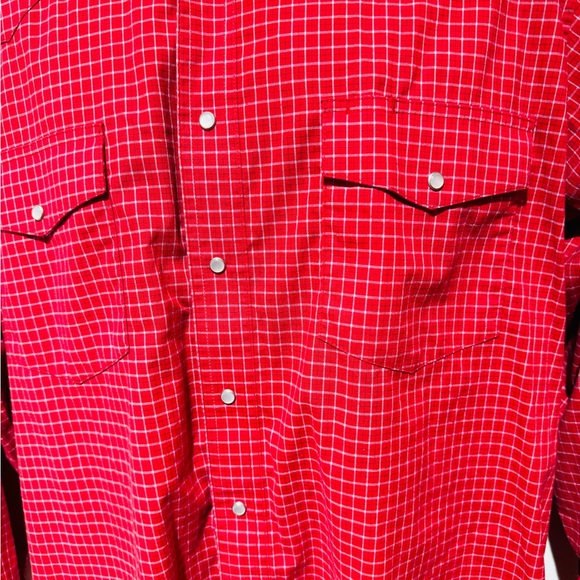 Vintage Wrangler Red Plaid Western Pearl Snap Long Sleeve Shirt - Picture 2 of 6